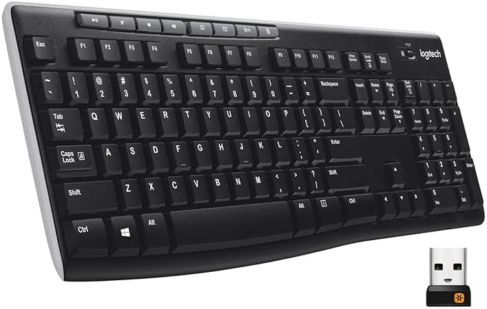 Logitech K270 Wireless Keyboard for Windows, 2.4 GHz Wireless, Full-Size, Number Pad, 8 Multimedia Keys, 2-Year Battery Life, Compatible with PC, Laptop, Black - Product Image