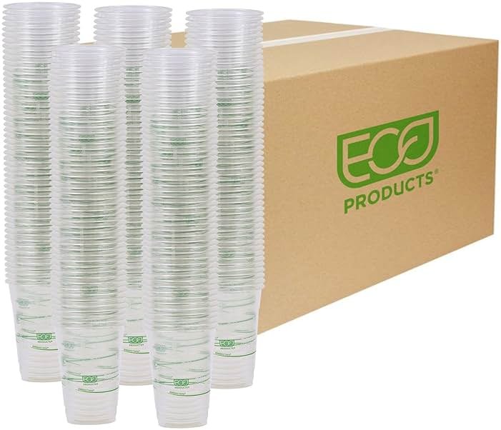ECO PRODUCTS GreenStripe 16 oz Clear Cold Cups, Plant-Based PLA Disposable Cups for Iced Coffee, Smoothies & Cold Beverages, Foodservice, Restaurant, Catering & Office Use, BPI Certified, 1000 Count - Product Image