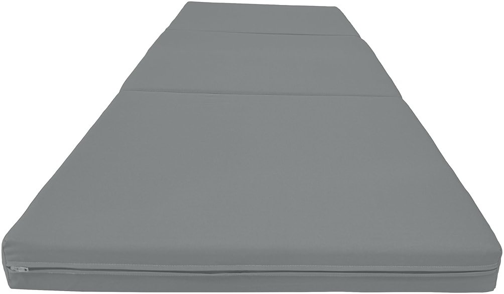 D&D Futon Furniture Trifold Foam Beds, Floor Tri-Fold Bed, Foldable Shikibuton Mattress Cushion Topper Mat for Space Saving Sleepover 3x27x75 in, Gray - Product Image
