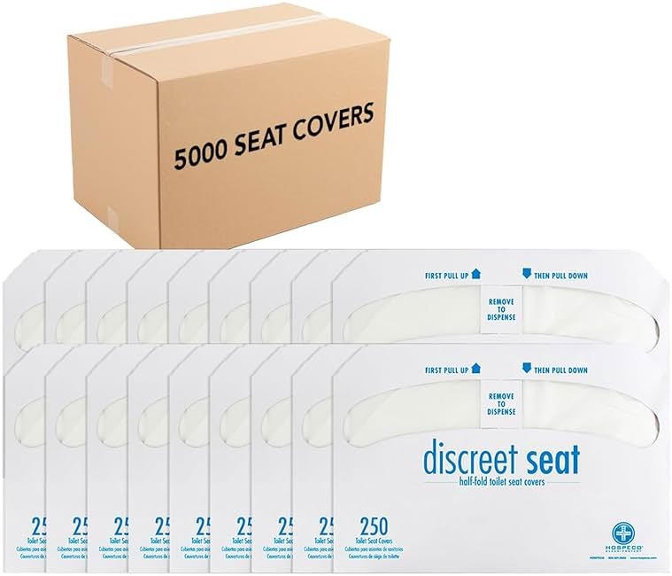 HOSPECO Discreet Seat Half-Fold Toilet Seat Covers, 14.25 X 16.5, White, 250/pack, 20 Packs/carton - Product Image
