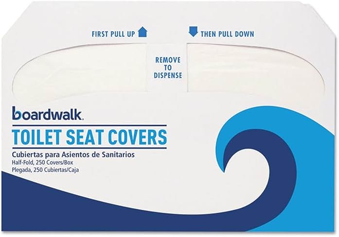 Boardwalk BWKK2500 Premium Half-Fold Toilet Seat Covers, 250 Covers per Sleeve (Case of 10 Sleeves) - Product Image