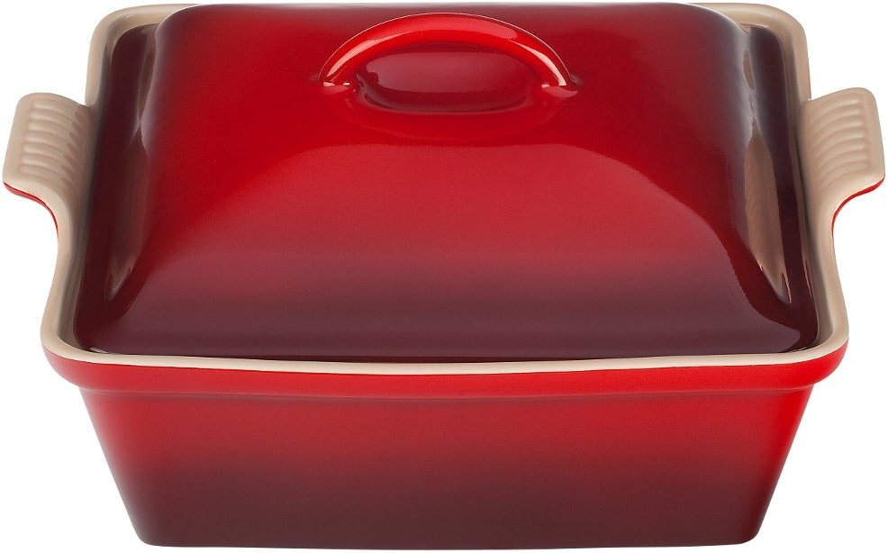Le Creuset Stoneware Heritage Covered Square Casserole, 2.5 qt. (9"), Cerise - Product Image