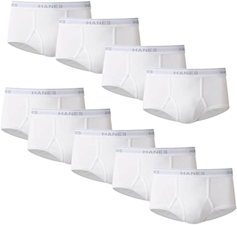 Hanes Men's Underwear Brief Pack, Full Rise Cotton Briefs, Moisture-Wicking Underwear, White, Multi-pack - Product Image