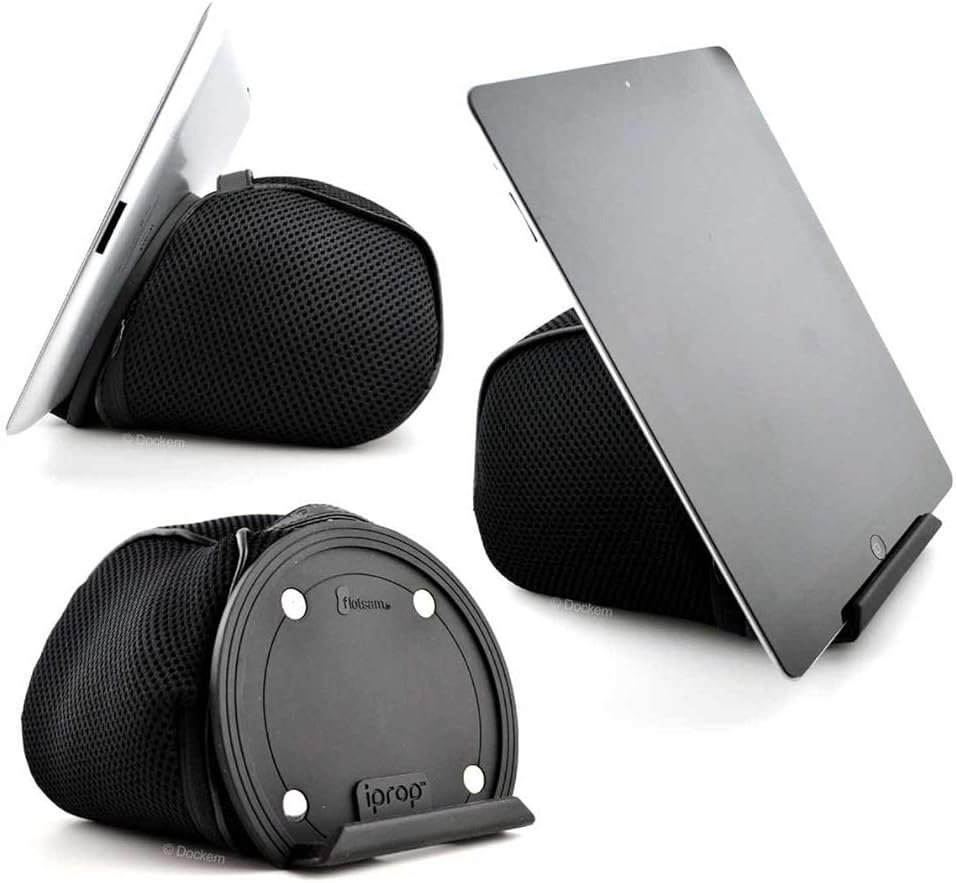 iProp Tablet Bed & Lap Stand; Bean Bag Universal Tablet Holder Compatible with iPad 1/2/3/4, Mini, Air, Pro, Android and Windows Tablets, eReaders (Black) - Product Image
