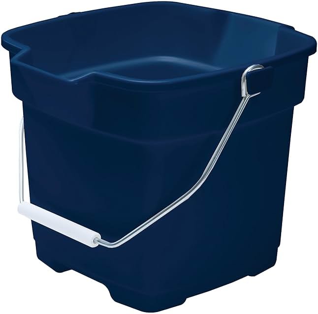 Rubbermaid Roughneck Square Bucket 12-Quart Blue Sturdy Pail Bucket Organizer Household Cleaning Supplies Projects Mopping Storage Comfortable Durable Grip Pour Handle - Product Image