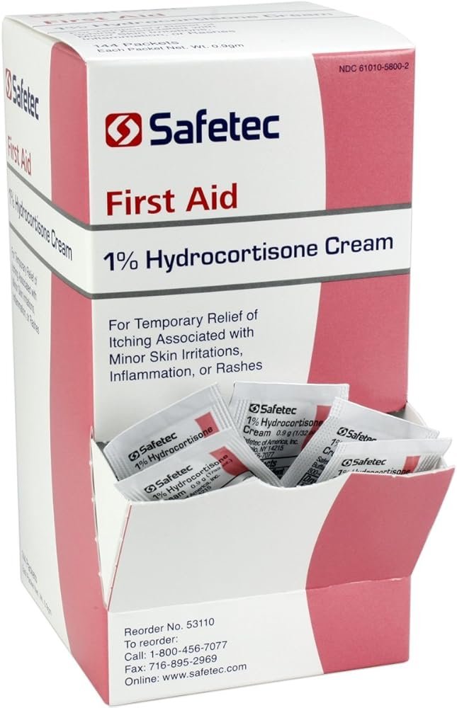 Safetec Hydrocortisone 1% Cream.9 g. pouch 144 ct. box (12 boxes/case) - Product Image