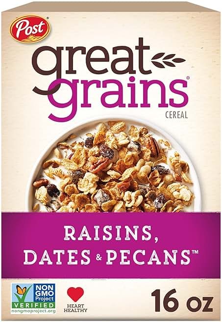 Great Grains Raisins Dates and Pecans Breakfast Cereal, Raisin Cereal with Sweet Dates and Granola Clusters, Non-GMO Project Verified, 16 OZ Box | Raisin Cereal with Sweet Dates, Granola Clusters, Non-GMO Project Verified - Product Image