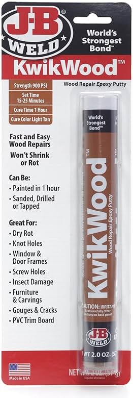 J-B Weld 8258 KwikWood Wood Repair Epoxy Putty Stick-7 inch, Beige - Product Image