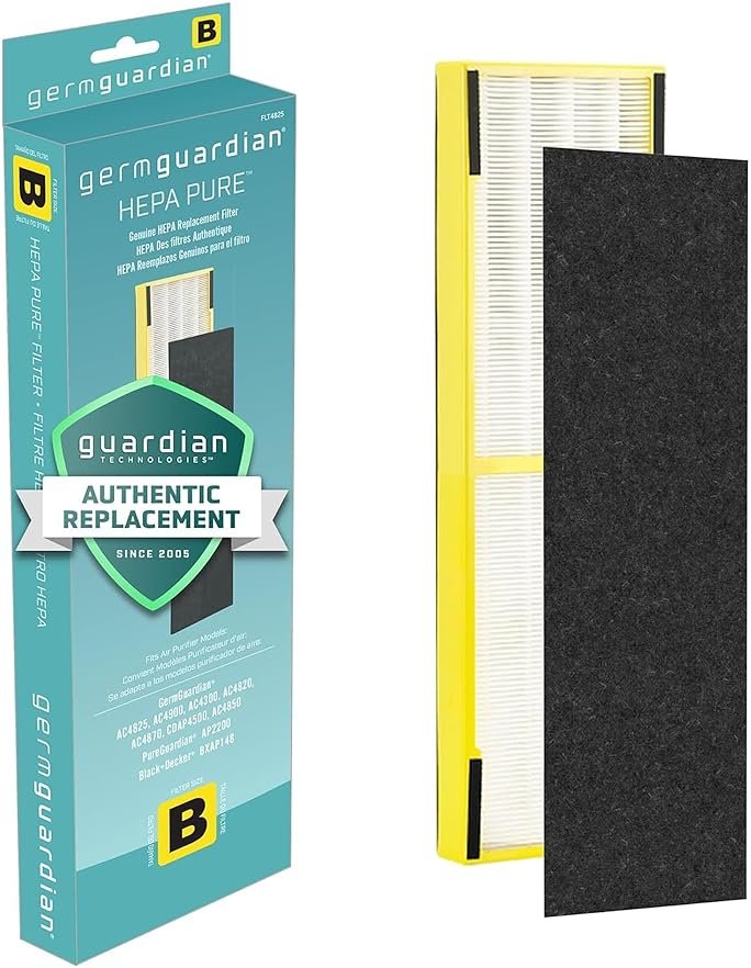 GermGuardian, Filter B HEPA Pure Genuine Air Purifier Filter, Removes 99.97% of Pollutants, Wildfire Smoke, Odors, for Ac4825, Ac4300, Ac4850, Ac4880, Ac4900, Cdap4500, Ap2200, Flt4825 - Product Image