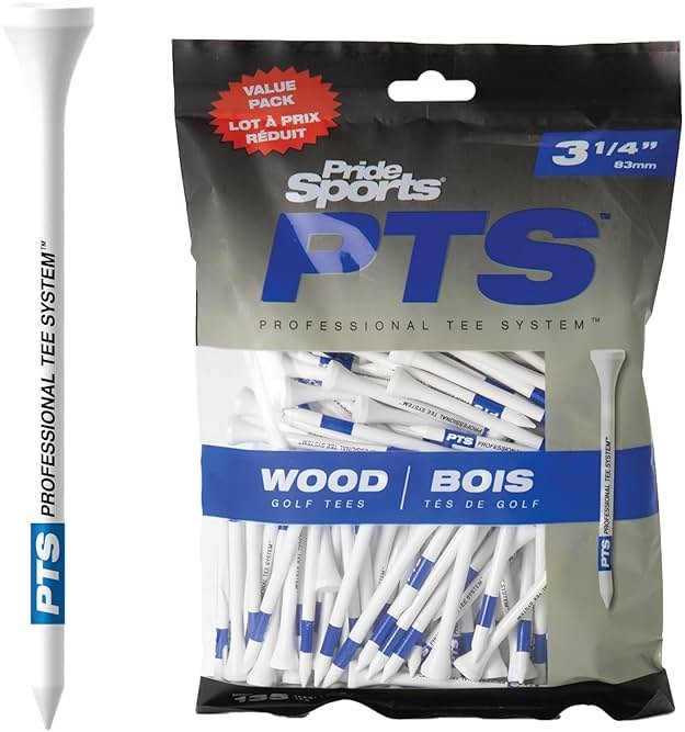 PrideSports PTS Wood Golf Tees | 135 Count, 3-1/4 Inch | #1 Wood Tee on Tour | Best for Drivers & Woods - Product Image