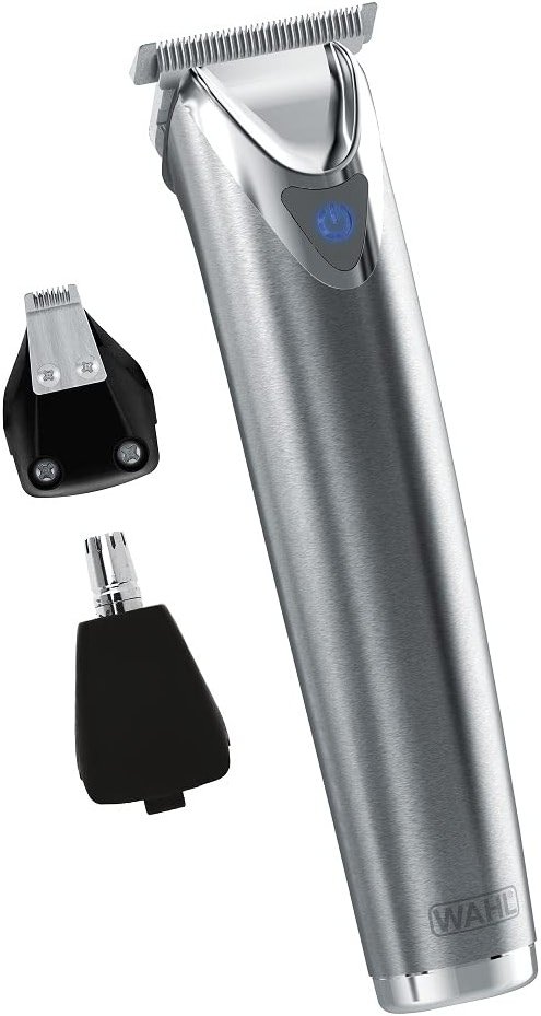 Wahl USA Stainless Steel Lithium-Ion Cordless Beard Trimmer for Men - Rechargeable All in One Men's Beard Trimmer with Rotary Ear & Nose Trimmer, & Detail Trimmer - Model 9818A - Product Image