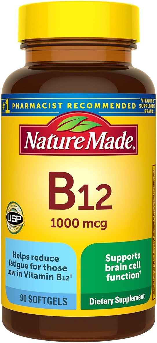 Nature Made Vitamin B12 1000 mcg, Dietary Supplement for Energy Metabolism Support, B12 Vitamins 1000 mcg, 90 Softgels, 90 Day Supply - Product Image