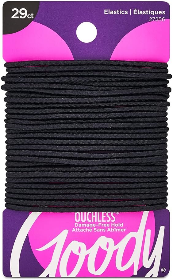 Goody Ouchless Womens Elastic Hair Tie - 29 Count, Black - 2MM for Fine to Medium Hair - Pain-Free Hair Accessories for Women Perfect for Long Lasting Braids, Ponytails and More - Product Image