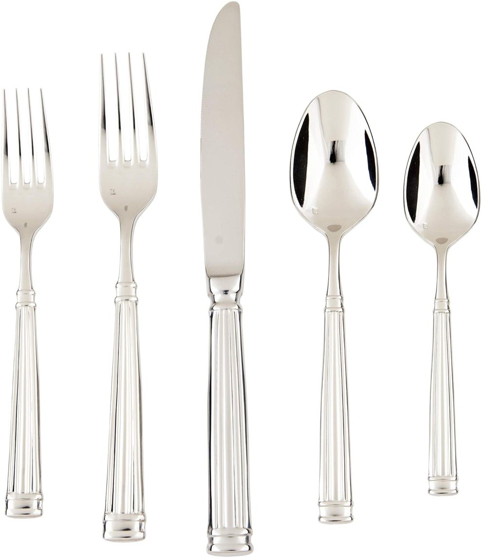 FORTESSA Doria 18/10 Stainless Steel Flatware, 5 Piece Place Setting With Table Knife, Forks and Spoons (Service For 1), Dishwasher Safe, Polished - Product Image