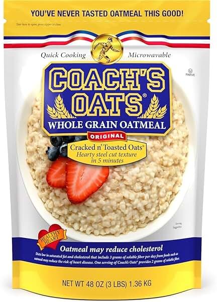 Coach's Oats Whole Grain Oatmeal 3 lbs (48 oz) | Quick-Cooking, Steel Cut Texture and Heart-Healthy | Enjoy the Perfect Start to Your Day - Product Image