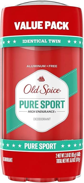 Old Spice Aluminum Free Deodorant for Men, High Endurance, 24/7 Lasting Freshness & Long Lasting Scent, 24/7 Advanced Sweat & Odor Protection, Pure Sport Scent, 3.0 oz (Pack of 2) - Product Image