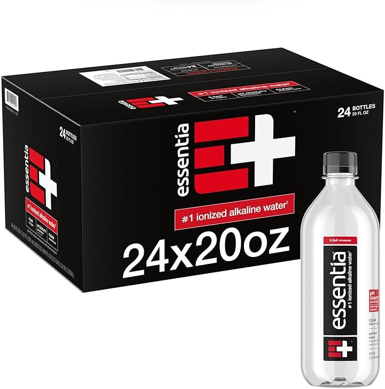 Essentia Water LLC, Ionized Alkaline Bottled Water; 99.9% Pure, Infused with Electrolytes, 9.5 pH or Higher a Clean, Smooth Taste, 20 Fl Oz (Pack of 24) - Product Image