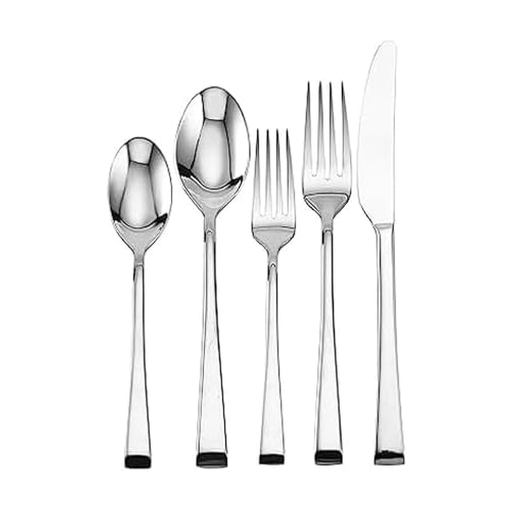 Mikasa Rockford 20-Piece Flatware Set, Service for 4, Forged 18/0 Stainless Steel Silverware with Modern Square-Cut Design, Dishwasher Safe Cutlery Set - Product Image