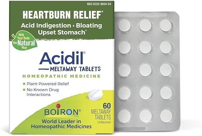 Boiron Acidil for Relief of Acid Reflux, Heartburn, Indigestion, and Upset Stomach - 60 Count - Product Image