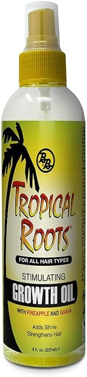 Bronner Bros Tropical Roots Stimulating Growth Oil – Lightweight Scalp and Hair Oil for Healthy, Frizz-Free Hair & Lock-in Moisture & Shine – with Pineapple & Guava, For All Hair Types, 8 fl oz - Product Image
