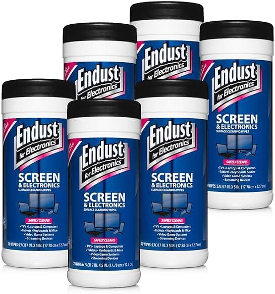 Endust For Electronics; Screen & Surface Cleaning Wipes, For TV, Phone, Computer Monitor, Laptop, Tablet, Pre-Moistened, Alcohol and Ammonia Free, 70 Count, 6 Pack (11506P6) - Product Image