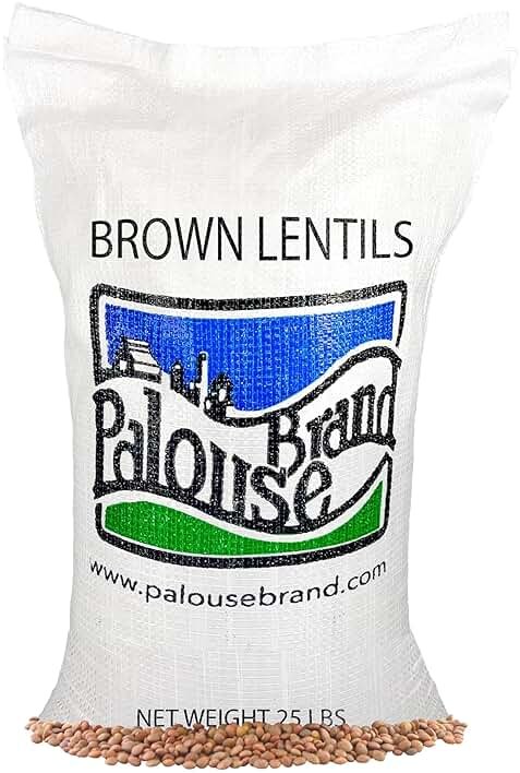 Palouse Brand Certified Glyphosate Residue Free Brown Lentils | 25 LBS | Bulk | Desiccant Free | Sproutable | Non-GMO Project Verified | Kosher - Product Image