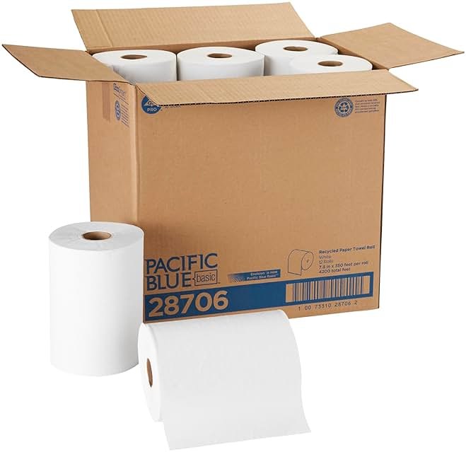 Georgia-PacificBlue Basic Paper Towel Rolls by PRO, White, 28706, 350 Feet Per Roll, 12 Rolls Per Case - Product Image