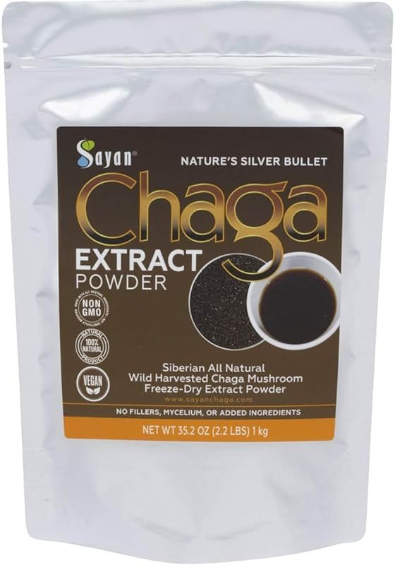 Sayan Siberian Chaga Mushroom Extract Powder (2.2 Lb) Freeze Dried Siberian Wild Harvested, Organic Antioxidant Tea for Immune and Digestion Support, Focus, Energy, Clarity, Wellness - No Additives - Product Image