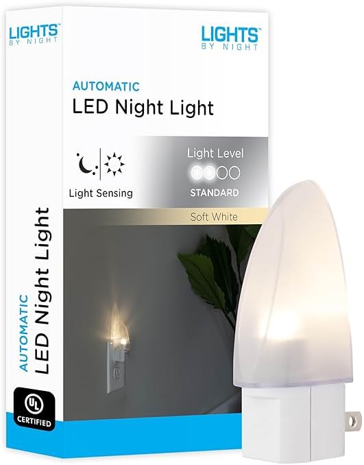 Lights by Night Plug in LED Night Light, Nightlight Plug into Wall, Dusk to Dawn Sensor, Warm White, Bedroom, Bathroom, Nursery, Hallway, Kitchen, UL Safety Listed, 11375 - Product Image