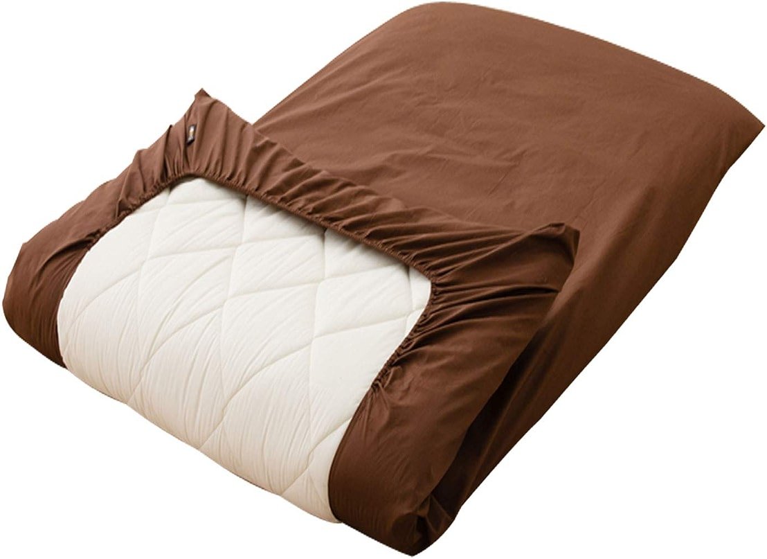 EMOOR 100% Cotton Cover (Elastic Fitted Sheet) for Japanese Futon Mattress EM-Color, Twin/Twin-Long Size, Brown, Made in Japan - Product Image