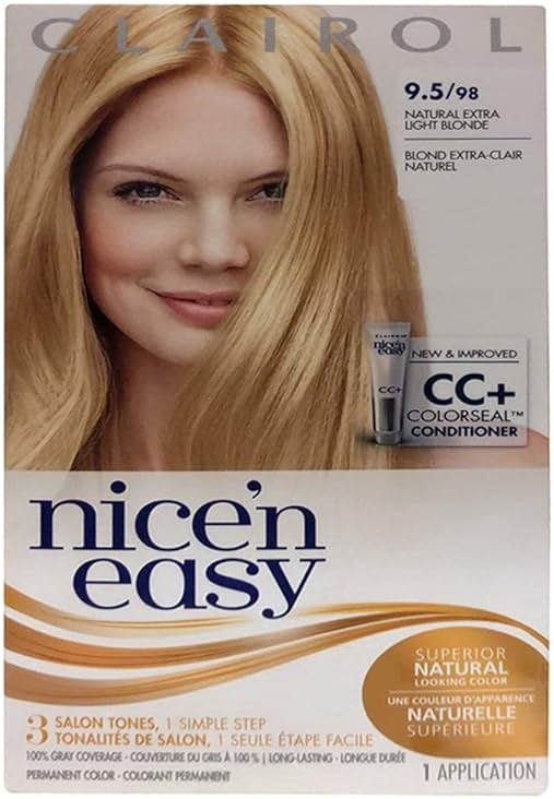 Clairol Nice & Easy Hair Color Treatment #98, Size 1 Kit, Natural Extra Light Neutral Blonde 98, for Normal Hair, Cream, Compostable, Female - Product Image