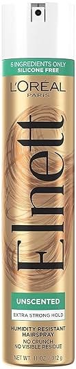 L'Oreal Paris Elnett Unscented Hairspray, up to 72-Hour Extra Strong Hold Formula with Humidity Resistant Frizz Control, Hairspray with Soft, Brushable Finish, 11 oz | (Packaging May Vary) - Product Image