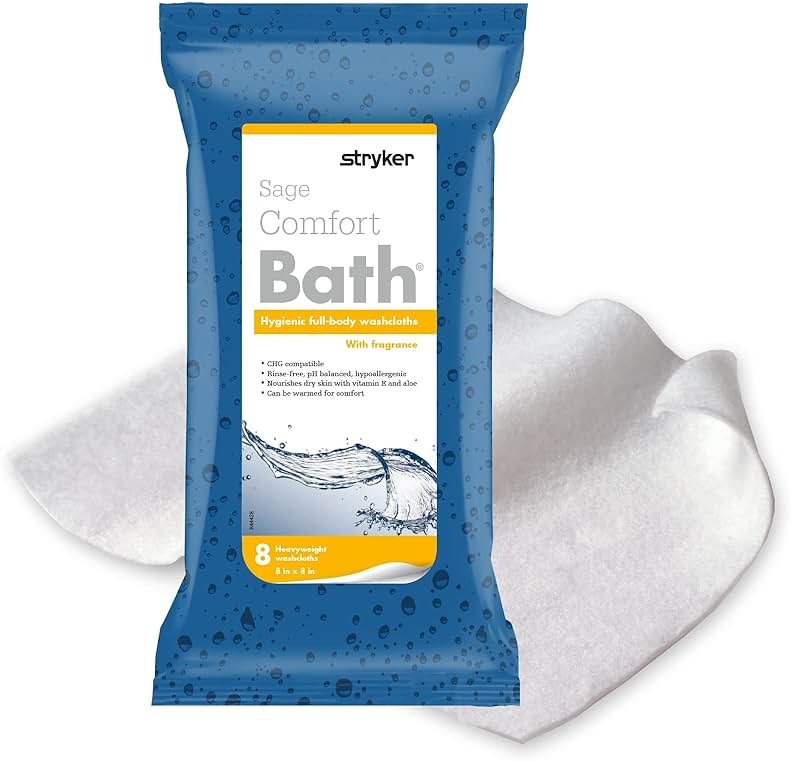 Comfort Bath® Cleansing Washcloths - 22 Packages, 176 Cloths - No Rinse Bathing Wipes, Ultra-Soft and Thick Heavyweight Cloth, Light Fragrance - Product Image