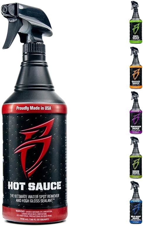 Bling Sauce Hot Sauce Premium Hard Water Spot Remover w/High-Gloss Wax Sealants for Boats, Cars, RVs, Powersport Vehicles, 32 oz. - Product Image