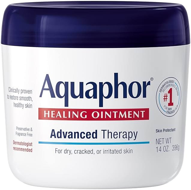 Aquaphor Healing Ointment, Advanced Therapy Skin Protectant, Multi-Purpose Ointment and Body Moisturizer, For Dry, Cracked Skin, Minor Cuts and Burns, 14 OZ Value Size Jar - Product Image