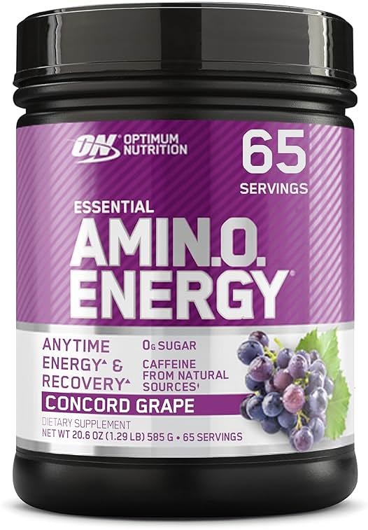 Optimum Nutrition Amino Energy - Pre Workout with Green Tea, BCAA, Amino Acids, Keto Friendly, Green Coffee Extract, Energy Powder - Concord Grape, 65 Servings (Packaging May Vary) - Product Image