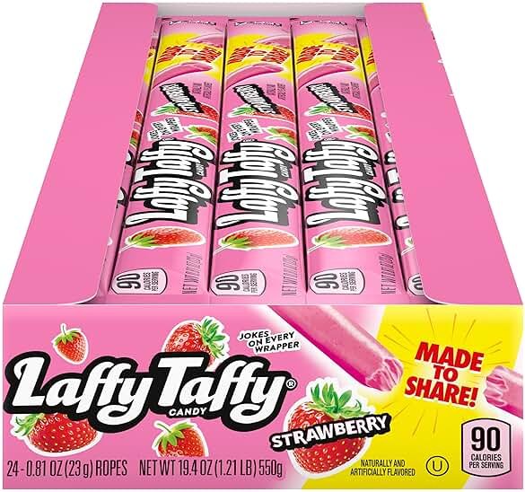 Laffy Taffy Rope Candy, Strawberry Flavor, 0.81 Ounce Ropes (Pack of 24) - Product Image
