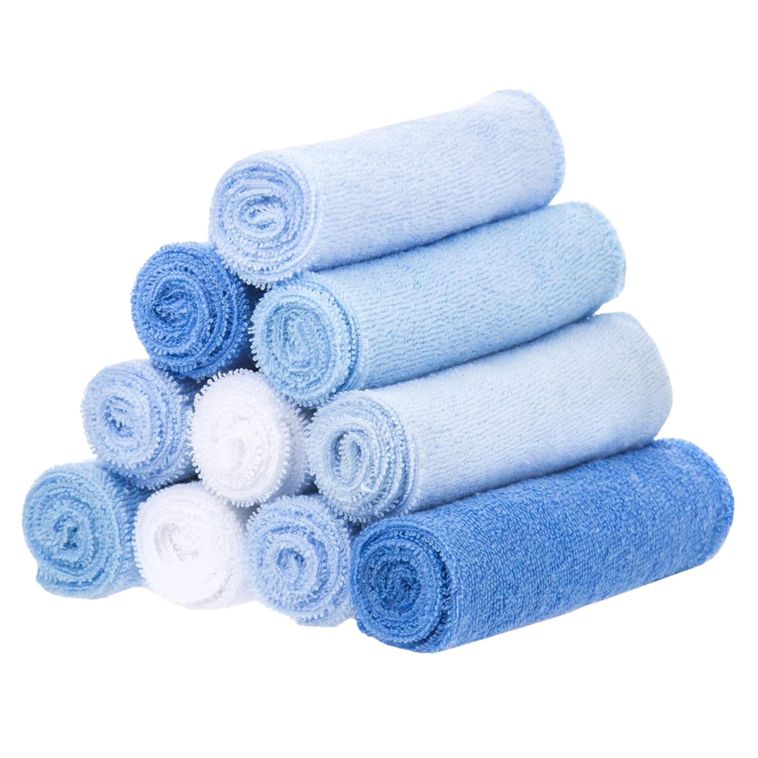 Spasilk Washcloth Wipes Set for Newborn Boys and Girls, Soft Terry Washcloth Set, Pack of 10, Blue - Product Image