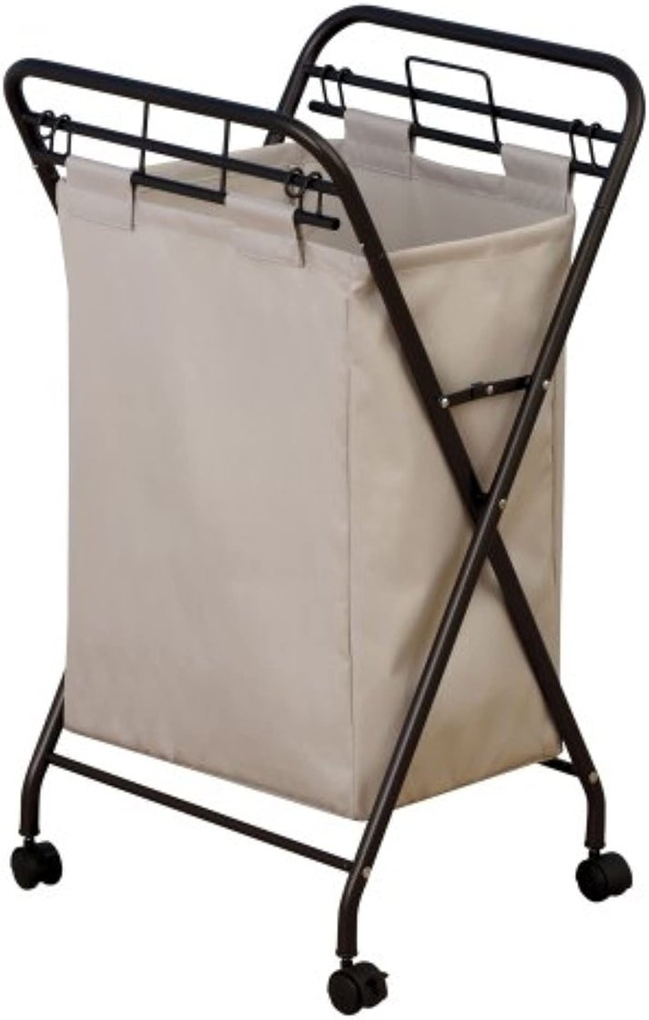 Household Essentials 7172 Rolling Laundry Hamper with Heavy-Duty Canvas Bag | Antique Bronze Frame - Product Image