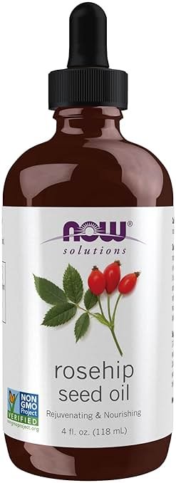 NOW Solutions, Rose Hip Seed Oil, 100% Pure, Nourishing and Renewing, For Facial Care, Vegan, Child Resistant Cap, 4-Ounce - Product Image