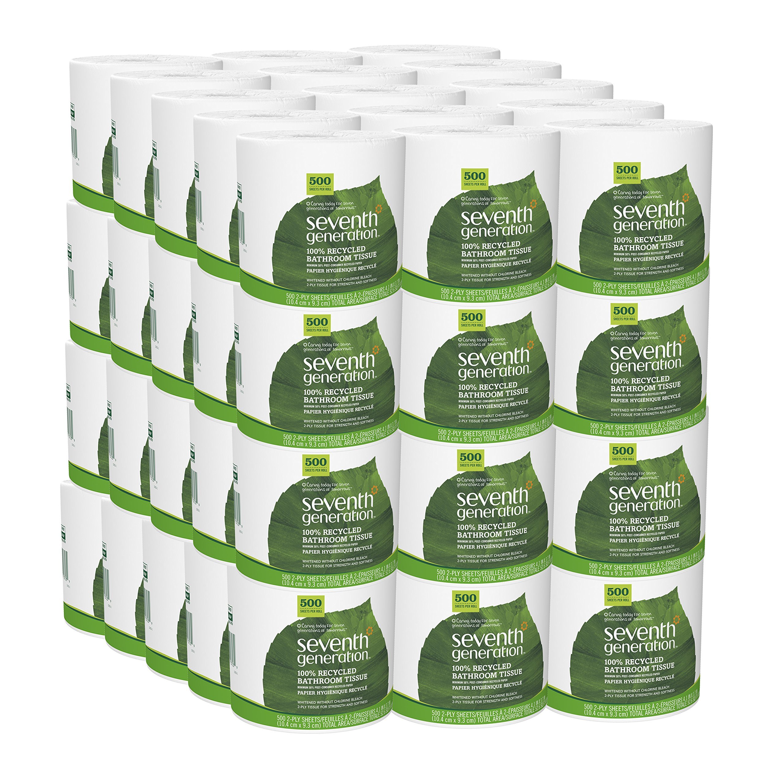 Seventh Generation White Toilet Paper 2-ply 100% Recycled Paper, 500 sheets, Pack of 60 - Product Image