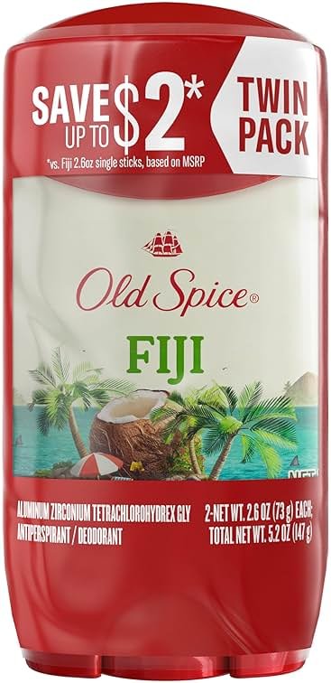 Old Spice Dry Feel Antiperspirant Deodorant for Men, 24/7 Freshness, 24/7 Sweat & Odor Protection, Gentle on Skin with Skin Conditioners, Fiji with Palm Tree + Coconut Scent, 2.6 oz (Pack of 2) - Product Image