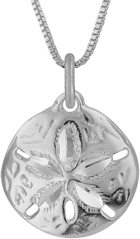 Hawaiian Silver Jewelry Pendant Necklace – 18 Inch Sand Dollars Pendant Charm – Premium Sterling Silver Craftsmanship – Modern and Elegant – Comfortable Women Jewelry Necklace - Product Image