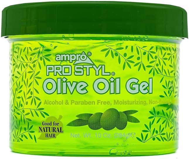 AmPro Pro Styl Protein Styling Gel - Moisturizes and Defines Strands - Helps Protect and Hydrate, Tames and Adds Shine without Weighing Down Tresses - Alcohol and Paraben Free - Olive - 10 oz - Product Image