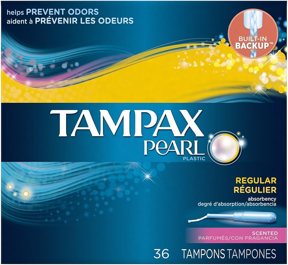 Tampax Pearl Tampons with Plastic Applicator, Regular Absorbency, Fresh Scent, 36 Count - Product Image