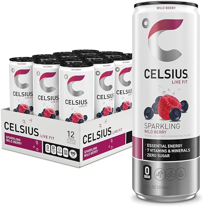 CELSIUS Sparkling Wild Berry, Sugar Free Energy Drink, 12 Fl Oz (Pack of 12) - Product Image
