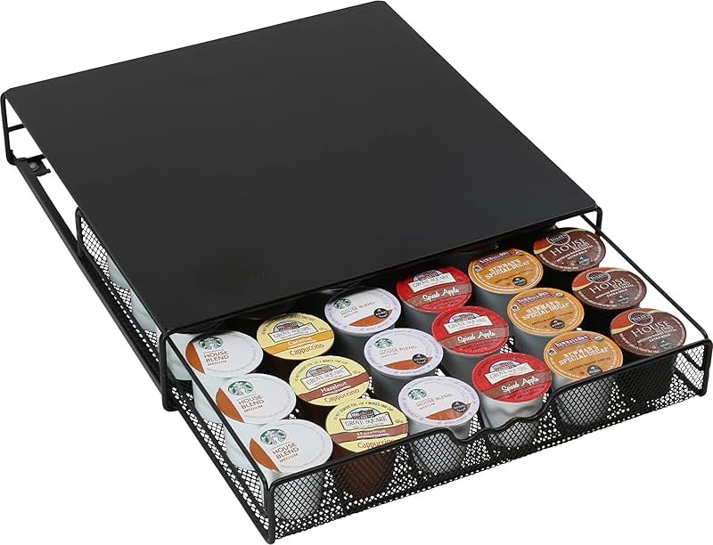 DecoBrothers K-Cup Holder Drawer for 36 Coffee Pods Storage, Black - Product Image