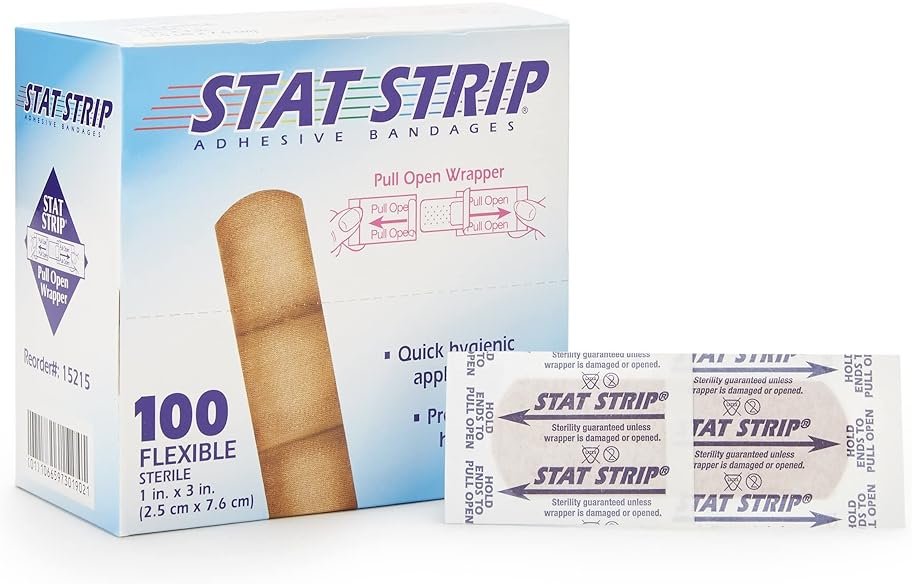 STAT Strip Adhesive Bandages 100 Flexible Latex Free 1x3 inch - Product Image