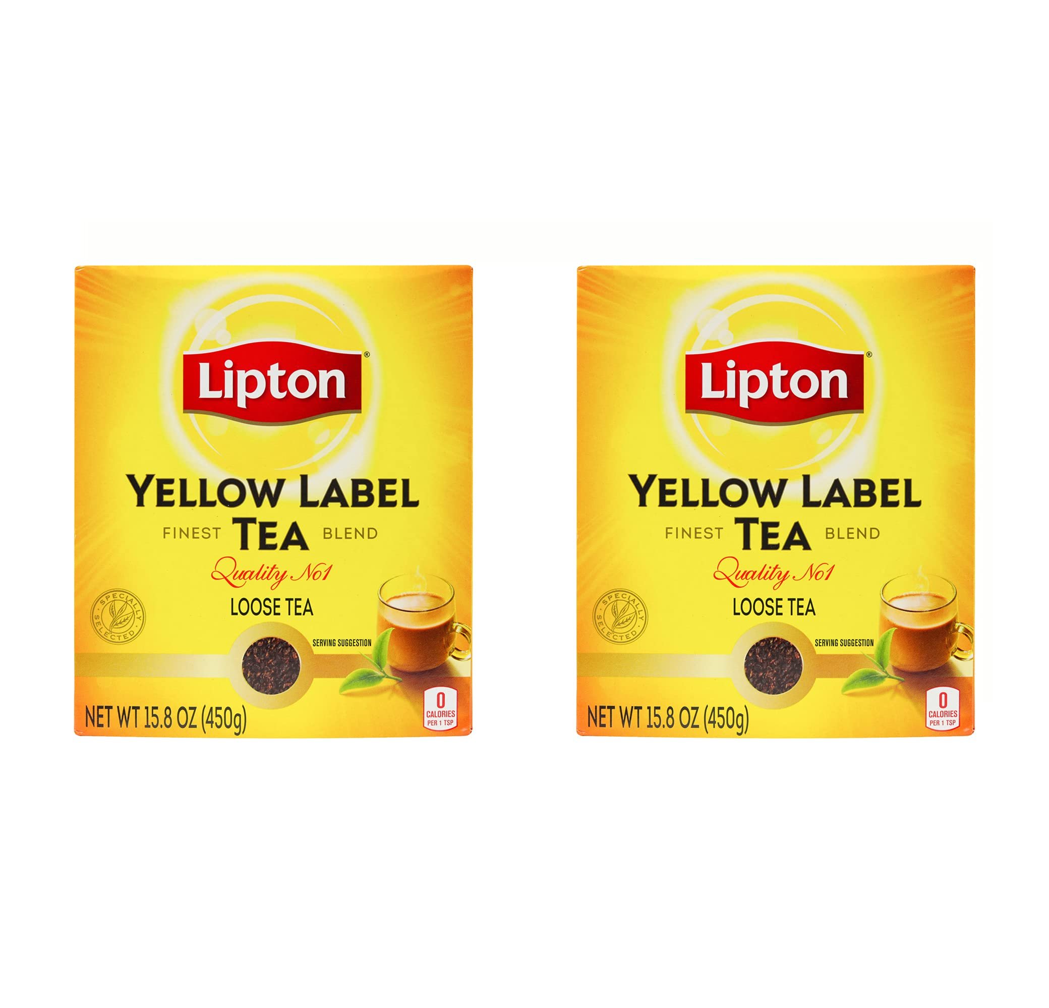 Lipton Yellow Label Finest Blend | Premium Black Tea | Indian Chai | Compatible for Milk | 450 Grams (Pack of 2) - Product Image