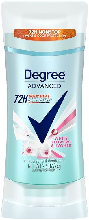 Degree Advanced Protection Antiperspirant Deodorant White Flowers & Lychee for 72-Hour Sweat & Odor Control for Women, with Body Heat Activated Technology, 2.6 oz - Product Image